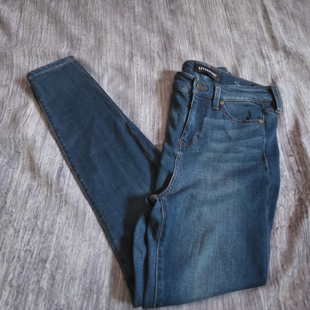 Liverpool High-Rise Ankle Skinny Jeans Petrol Wash Blue Size 4